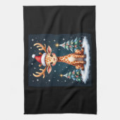Giraffe Reindeer Hat Santa Christmas Tree Funny Xm Geschirrtuch (Vertikal)