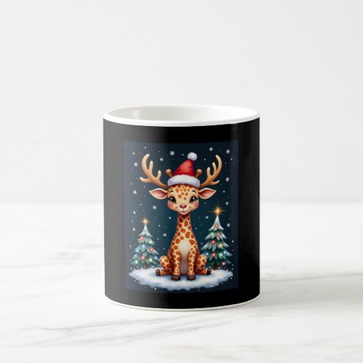 Giraffe Reindeer Hat Santa Christmas Tree Funny Xm Kaffeetasse (Mittel)