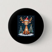 Giraffe Reindeer Hat Weihnachtsbaum Funny Xm Button (Vorderseite)