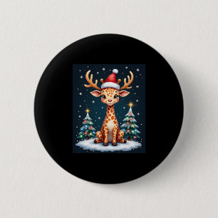 Giraffe Reindeer Hat Weihnachtsbaum Funny Xm Button