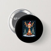 Giraffe Reindeer Hat Weihnachtsbaum Funny Xm Button (Vorne & Hinten)