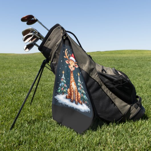 Giraffe Reindeer Hat Weihnachtsbaum Funny Xm Golfhandtuch (Gras)