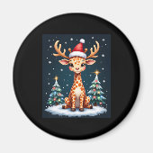 Giraffe Reindeer Hat Weihnachtsbaum Funny Xm Magnet (Vorne)