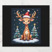 Giraffe Reindeer Hat Weihnachtsbaum Funny Xm Schaumweinetikett (Einzelnes Label)