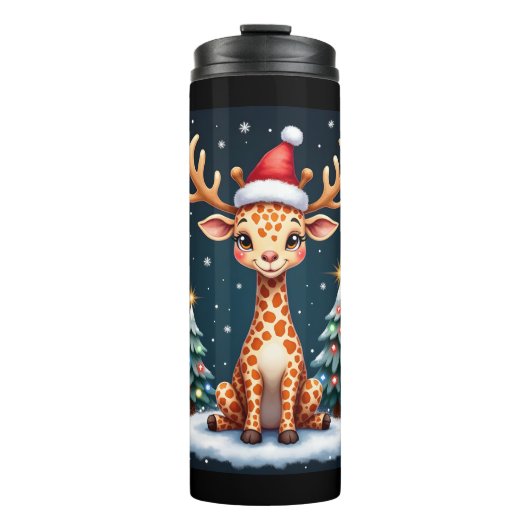 Giraffe Reindeer Hat Weihnachtsbaum Funny Xm Thermosbecher (Vorderseite)