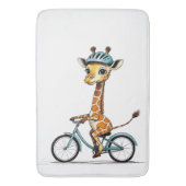 Giraffe Reiten mit dem Fahrrad - HandGezeichnet St Badematte (Vorderseite Vertikal)