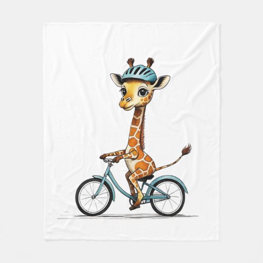 Giraffe Reiten mit dem Fahrrad - HandGezeichnet St Fleecedecke (Vorderseite)