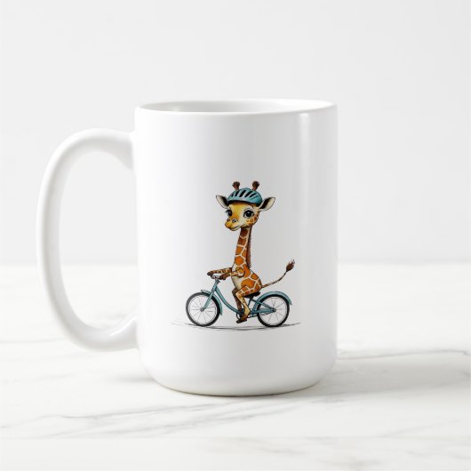 Giraffe Reiten mit dem Fahrrad - HandGezeichnet St Kaffeetasse (Links)