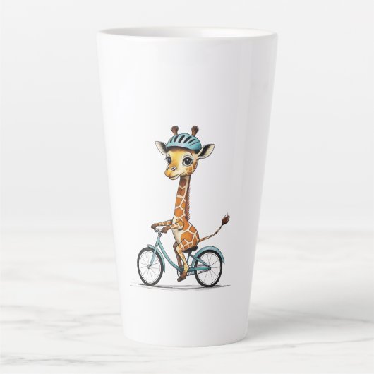 Giraffe Reiten mit dem Fahrrad - HandGezeichnet St Milchtasse (Vorderseite)