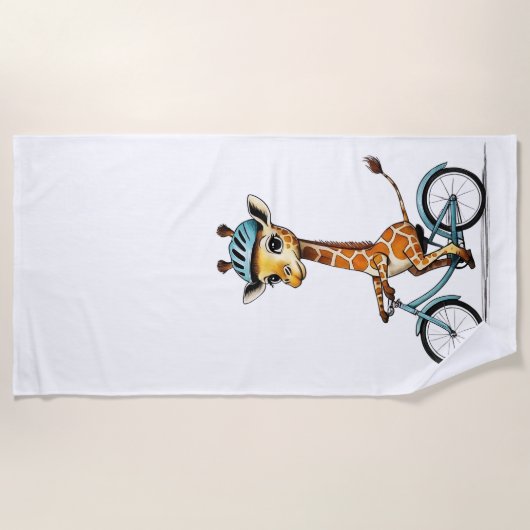 Giraffe Reiten mit dem Fahrrad - HandGezeichnet St Strandtuch (Vorderseite)