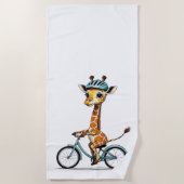 Giraffe Reiten mit dem Fahrrad - HandGezeichnet St Strandtuch (Vorderseite)