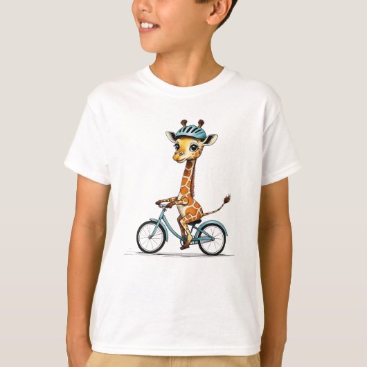 Giraffe Reiten mit dem Fahrrad - HandGezeichnet St T-Shirt (Vorderseite)