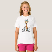 Giraffe Reiten mit dem Fahrrad - HandGezeichnet St T-Shirt (Vorne ganz)