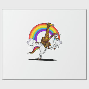 Giraffe Reitende Einhorn Magischer Regenbogen Lust Geschenkpapier