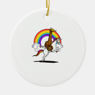 Giraffe reitendes Einhorn magischer Regenbogen lus Keramik Ornament