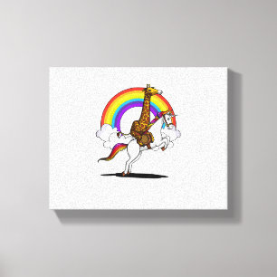 Giraffe reitendes Einhorn magischer Regenbogen lus Leinwanddruck
