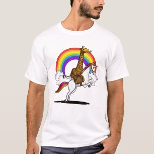 Giraffe reitendes Einhorn magischer Regenbogen lus T-Shirt
