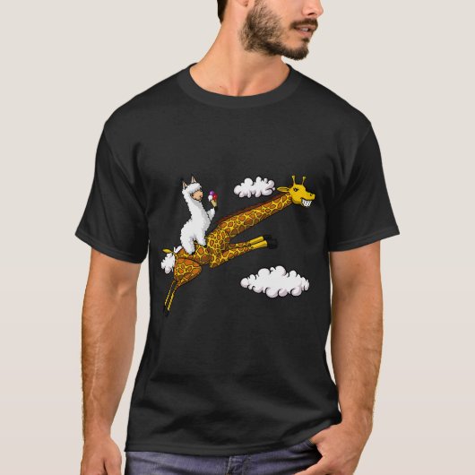 Giraffe reitendes Lama T-Shirt (Vorderseite)