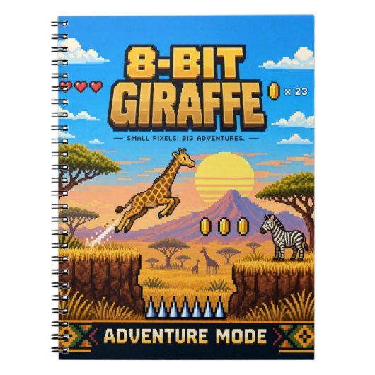Giraffe, Retro-8-Bit-Pixel-Art Notizblock (Vorderseite)