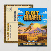 Giraffe, Retro-8-Bit-Pixel-Art Postkarte (Vorne/Hinten)