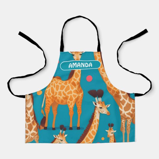 Giraffe Retro Personalisiertes Muster Schürze (Vorderseite)