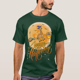 Giraffe Ride Witch Shot Moon Vintag Giraffe Hallo T-Shirt