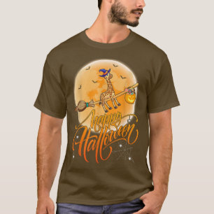 Giraffe Ride Witch Shot Moon Vintag Giraffe Hallo T-Shirt