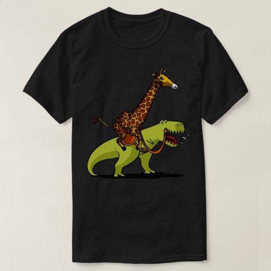 Giraffe Riding TRex Dinosaur T-Shirt (Design vorne)
