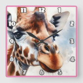 Giraffe Roaming in der afrikanischen Savanne Quadratische Wanduhr (Vorderseite)
