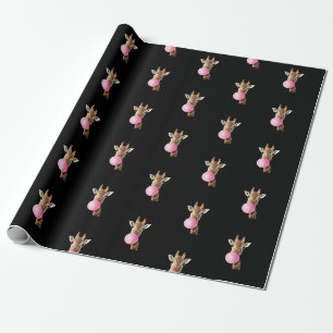 Giraffe Rosa Kaugummi Süß Lustig Tierliebhaber Geschenkpapier