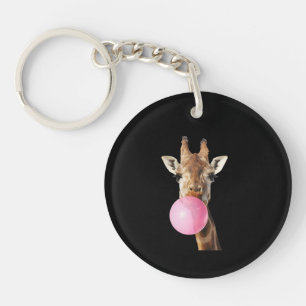 Giraffe Rosa Kaugummi Süß Lustig Tierliebhaber  Schlüsselanhänger
