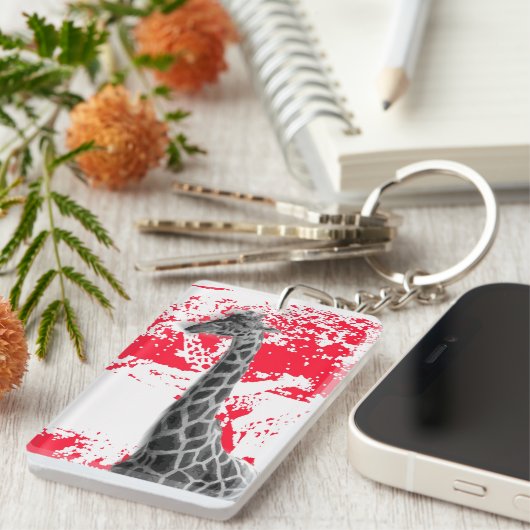 Giraffe, rot Abstrakt Schlüsselanhänger (Vorderseite rechts)