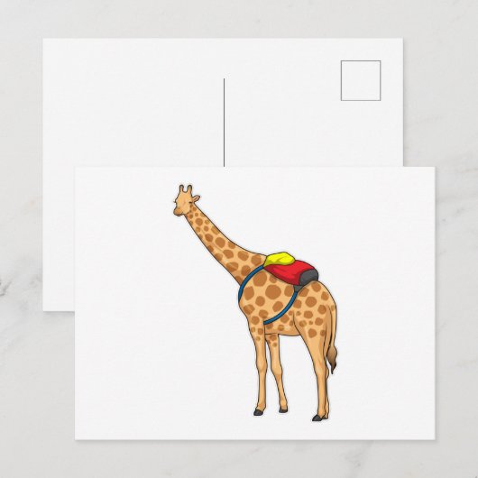 Giraffe Rucksack Postkarte (Vorne/Hinten)