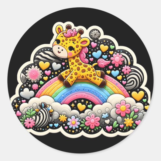 Giraffe Runder Aufkleber (Vorderseite)