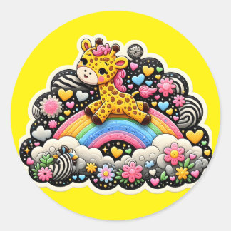 Giraffe Runder Aufkleber