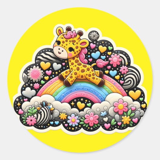 Giraffe Runder Aufkleber (Vorderseite)