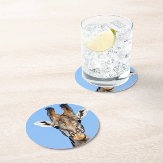 Giraffe Runder Pappuntersetzer (Vor Ort)