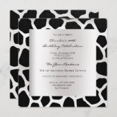 Giraffe Safari Animal Skin Black Silver Geburtstag Einladung (Vorne/Hinten)