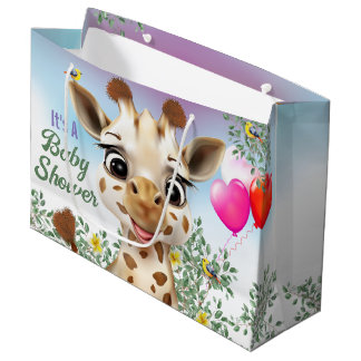Giraffe Safari Baby Dusche Große Geschenktasche Geschenktüte