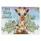 Giraffe Safari Baby Dusche Große Geschenktasche Große Geschenktüte (Rückseite)