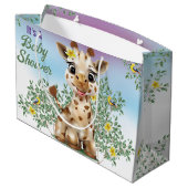 Giraffe Safari Baby Dusche Große Geschenktasche Große Geschenktüte (Rückseite Schrägansicht)