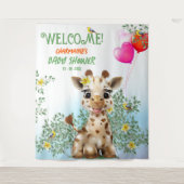 Giraffe Safari Babydusche Hintergrund Wandteppich (Vorderseite)