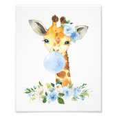 Giraffe, Safari, Blauer Kaugummi, Kinderzimmer Jun Fotodruck (Vorne)