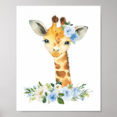 Giraffe, Safari, Dschungel, Blumen, Kinderzimmer J Poster (Vorne)