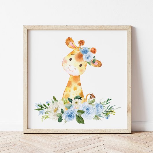Giraffe, Safari, Dschungel, Blumen, Kinderzimmer J Poster