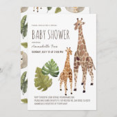 Giraffe Safari Gender-Neutral Virtual Baby Shower Einladung (Vorne/Hinten)