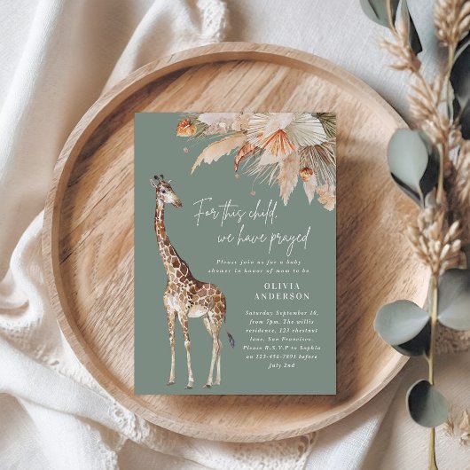 Giraffe-Safari-Grün Einladung