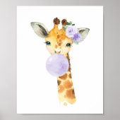 Giraffe, Safari, Lila Bläschen, Gender Neutral Poster (Vorne)