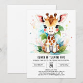 Giraffe Safari Magic Adventure Einladung Geburtsta (Vorne/Hinten)