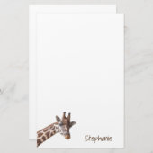 Giraffe Safari Personalisierter Tiername Briefpapier (Vorne/Hinten)